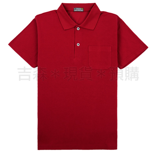 短袖網眼POLO衫-棗紅